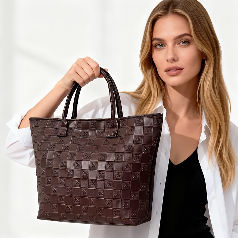 Women Bags On Sale - Sac fourre-tout matelassé marron foncé de
