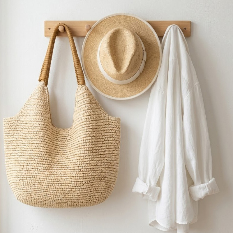 Women'S Raffia Bags - Sac à bandoulière en raphia tressé,